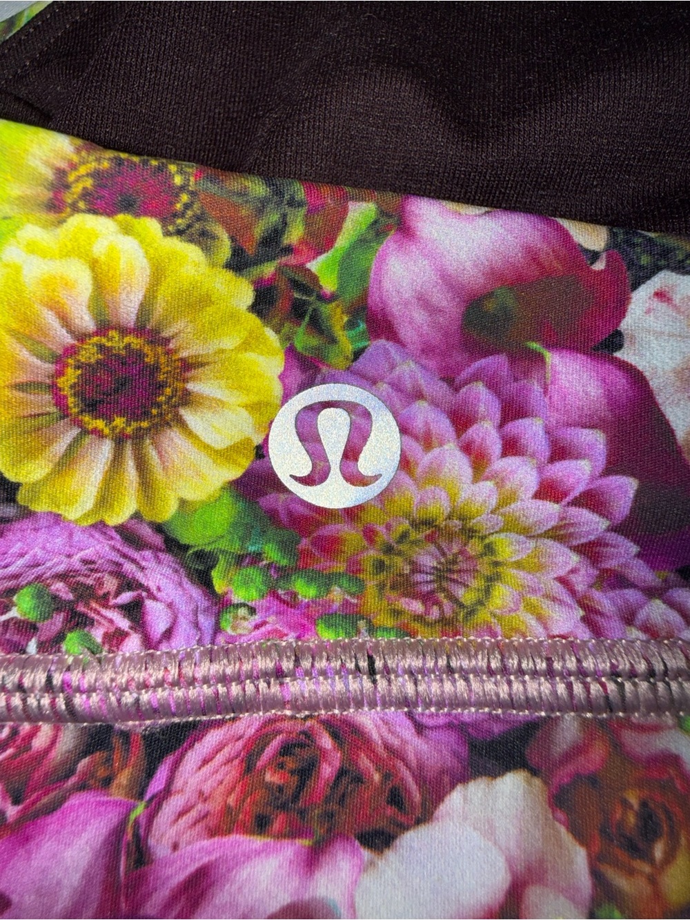 lululemon athletica Floral Print Strappy Sports Bra in Purple, Green, Yellow - Picture 3 of 4